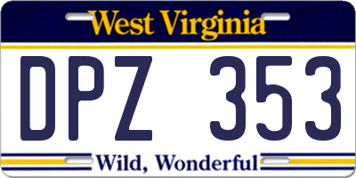 WV license plate DPZ353
