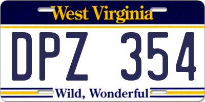 WV license plate DPZ354