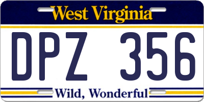 WV license plate DPZ356