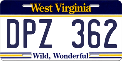 WV license plate DPZ362