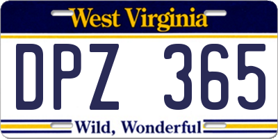 WV license plate DPZ365