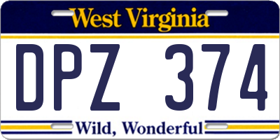 WV license plate DPZ374