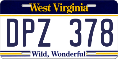 WV license plate DPZ378