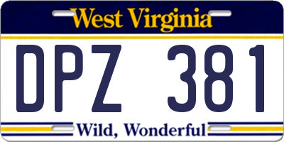 WV license plate DPZ381
