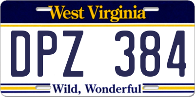 WV license plate DPZ384