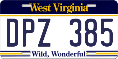 WV license plate DPZ385