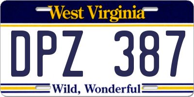 WV license plate DPZ387