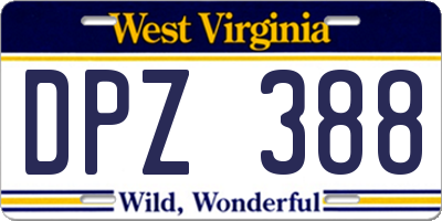 WV license plate DPZ388