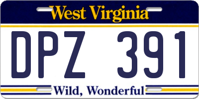 WV license plate DPZ391