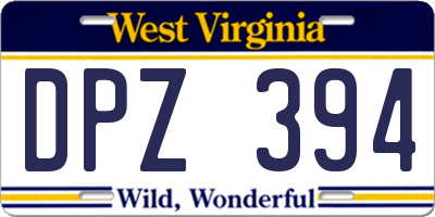WV license plate DPZ394