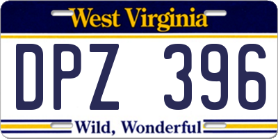 WV license plate DPZ396