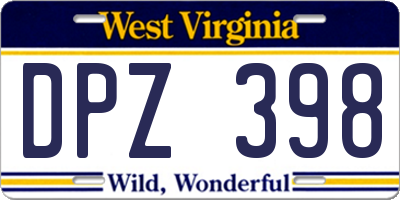 WV license plate DPZ398
