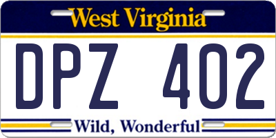 WV license plate DPZ402
