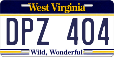 WV license plate DPZ404