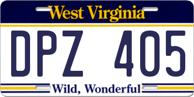 WV license plate DPZ405