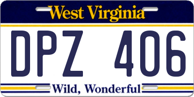 WV license plate DPZ406
