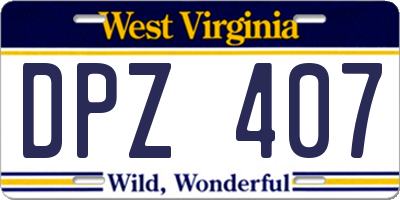 WV license plate DPZ407
