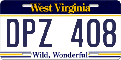WV license plate DPZ408