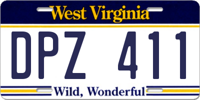 WV license plate DPZ411