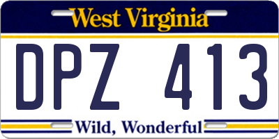 WV license plate DPZ413