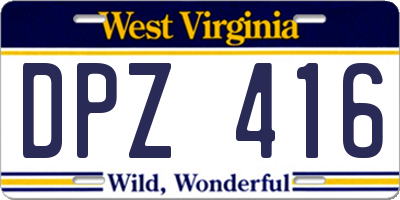 WV license plate DPZ416