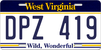 WV license plate DPZ419