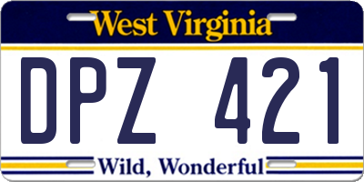 WV license plate DPZ421