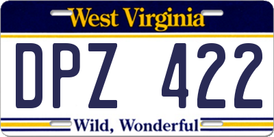 WV license plate DPZ422