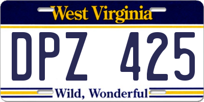 WV license plate DPZ425