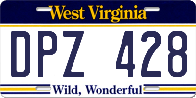 WV license plate DPZ428