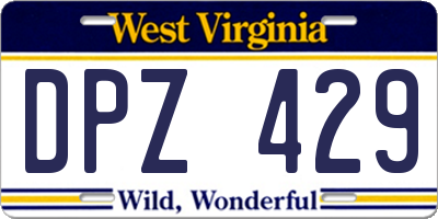 WV license plate DPZ429