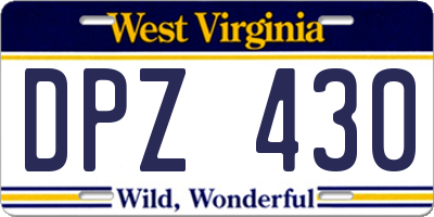 WV license plate DPZ430