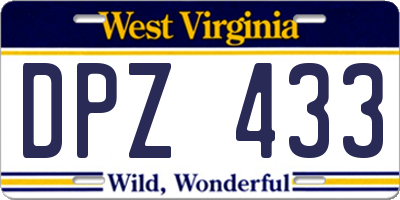 WV license plate DPZ433