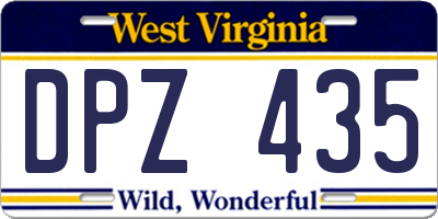 WV license plate DPZ435