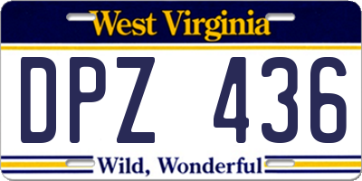 WV license plate DPZ436