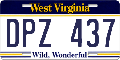 WV license plate DPZ437