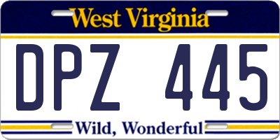 WV license plate DPZ445