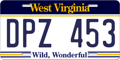 WV license plate DPZ453