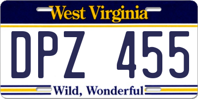 WV license plate DPZ455