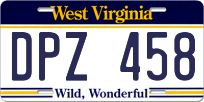 WV license plate DPZ458