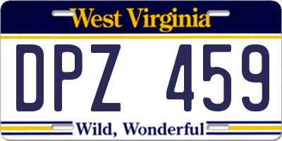 WV license plate DPZ459