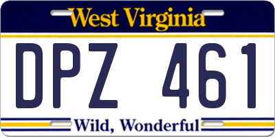 WV license plate DPZ461