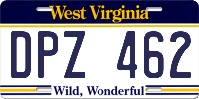 WV license plate DPZ462