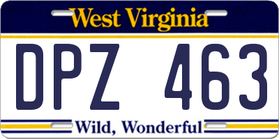 WV license plate DPZ463
