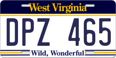 WV license plate DPZ465