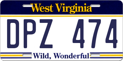 WV license plate DPZ474