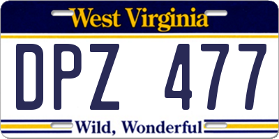 WV license plate DPZ477