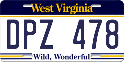WV license plate DPZ478