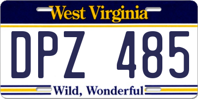 WV license plate DPZ485