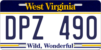 WV license plate DPZ490